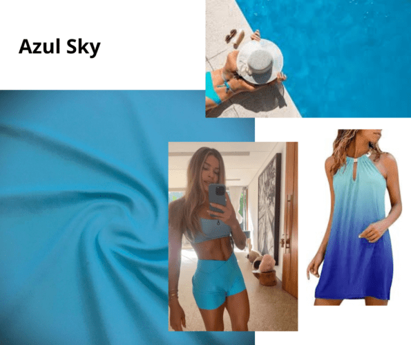 Tendência cores de verão 24 em Tecido de Malha Meryl Liso – Suplex Light de Poliamida na cor Azul da Loja Adamá Tecidos 
