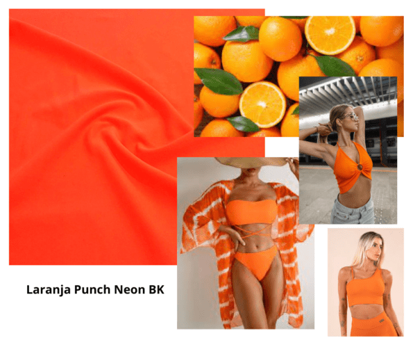 Tendência cores de verão 24 em Tecido de Malha Meryl Liso – Suplex Light de Poliamida na cor laranja